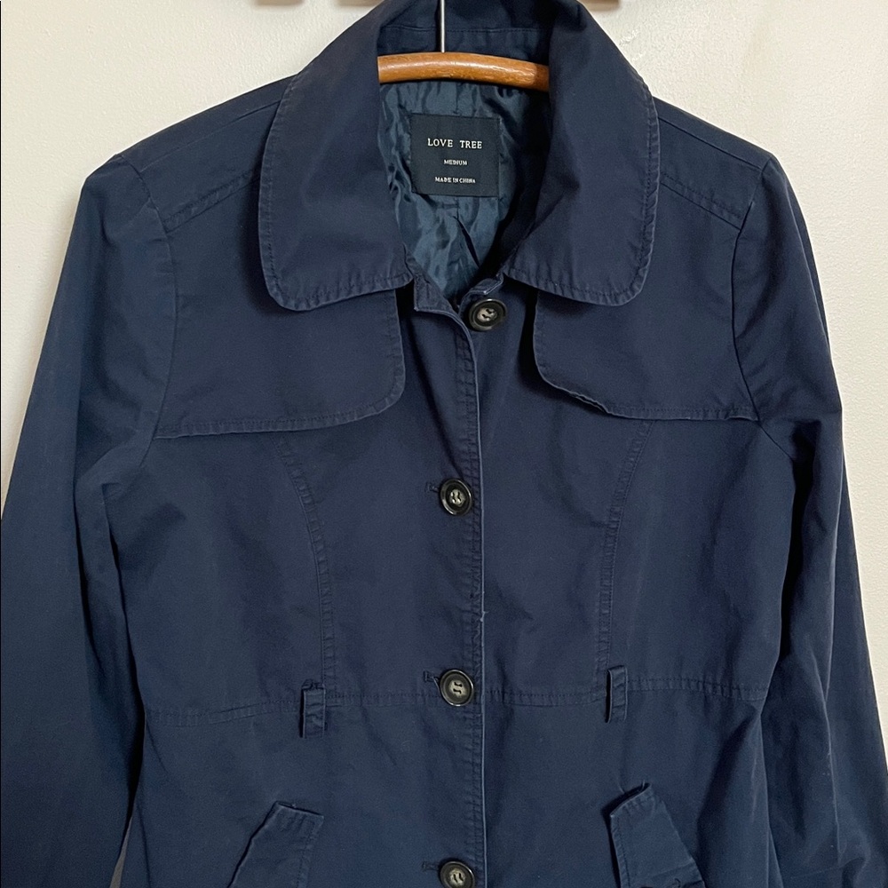 Cotton Navy Trench Coat Size M Love Tree
